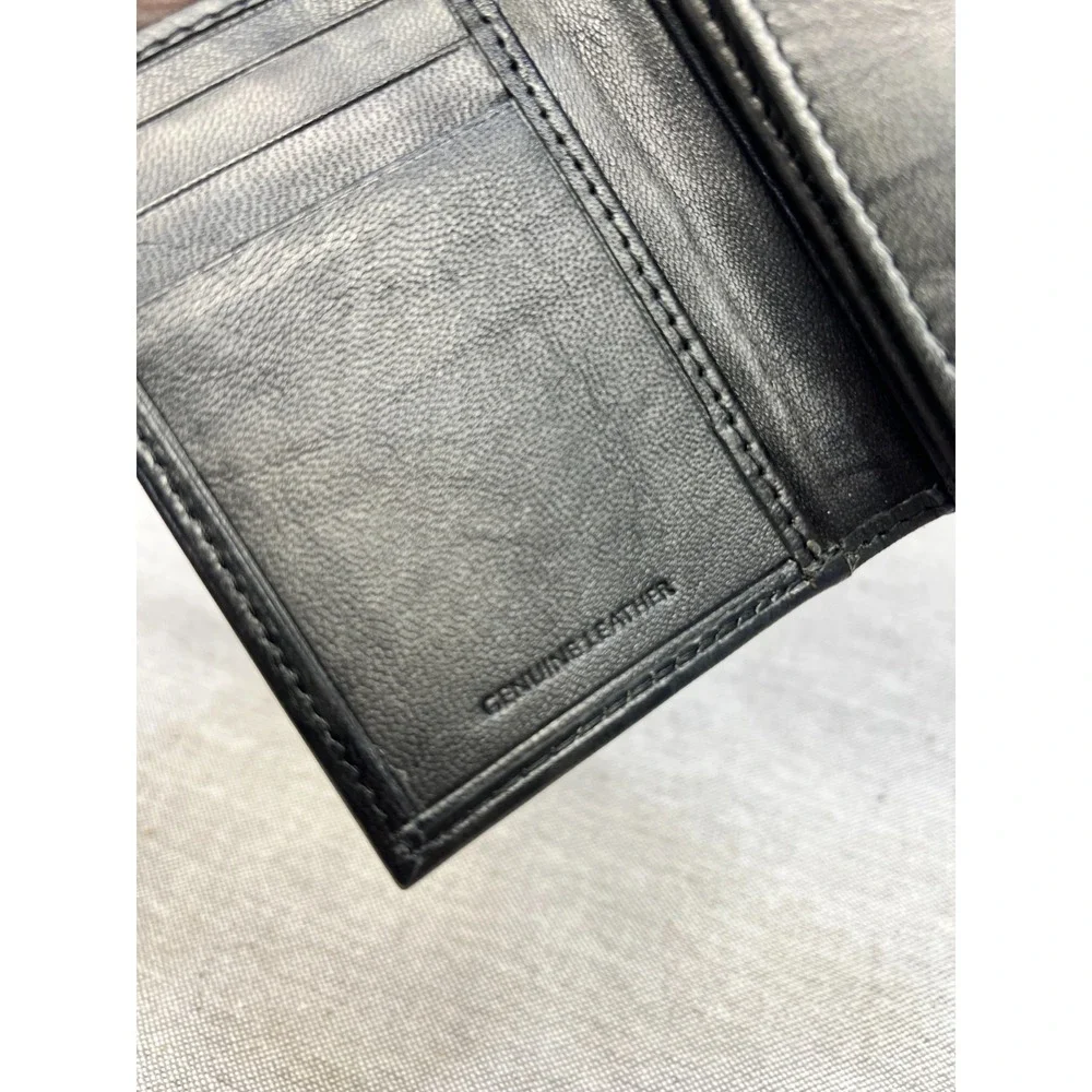 Croft And Barrow RFID Security Shield Tri Fold Black Leather Wallet New w/ Box
